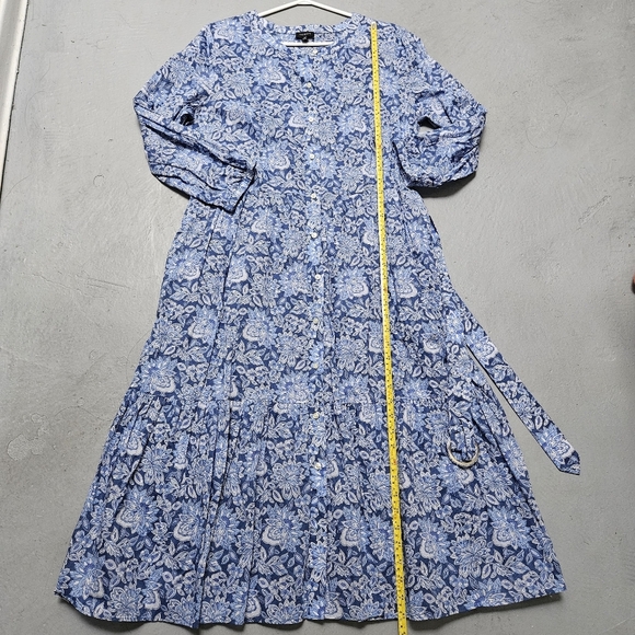 Talbots Sz 12 Cotton Voile Flowy Tiered dress Buoyant Blossoms Maxi Belt Dress - Picture 11 of 15